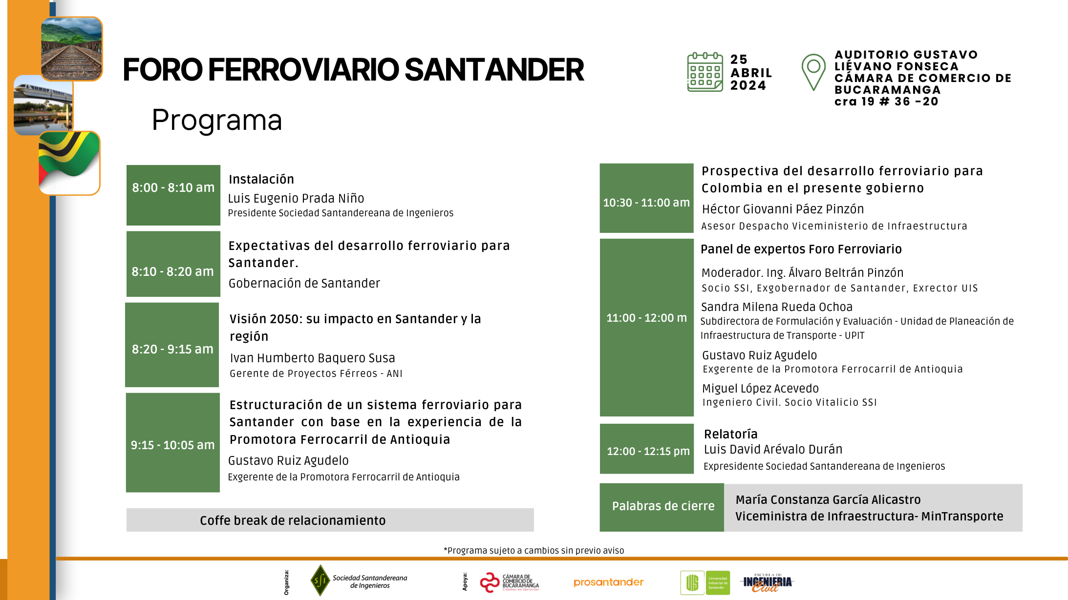 Foro Ferroviario Santander Programa Agenda